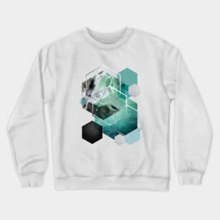 Teal Hexagonal Geometric Crewneck Sweatshirt